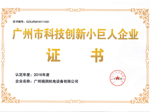 科技创新小巨人企业证书